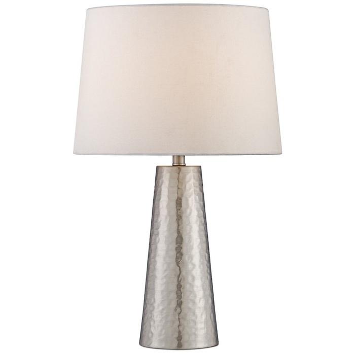 360 Lighting Silver Leaf Hammered Metal Cylinder Table Lamp