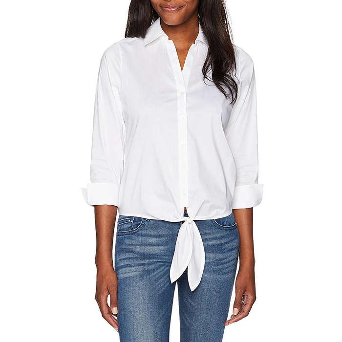 Foxcroft 3/4 Sleeve Roma Solid Stretch Blouse