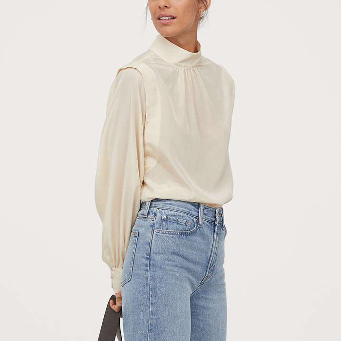 H&M Blouse With Stand-Up Collar