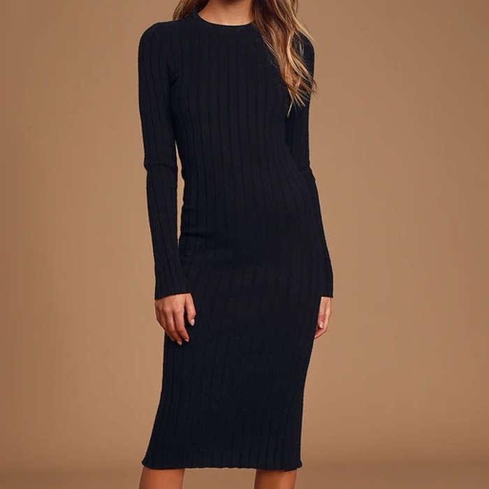 Lulu's The Best Yet Ribbed Bodycon Sweater Dress