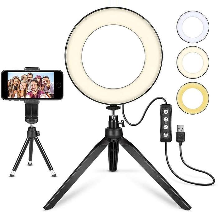 Mactrem LED Ring Light 6" With Tripod Stand