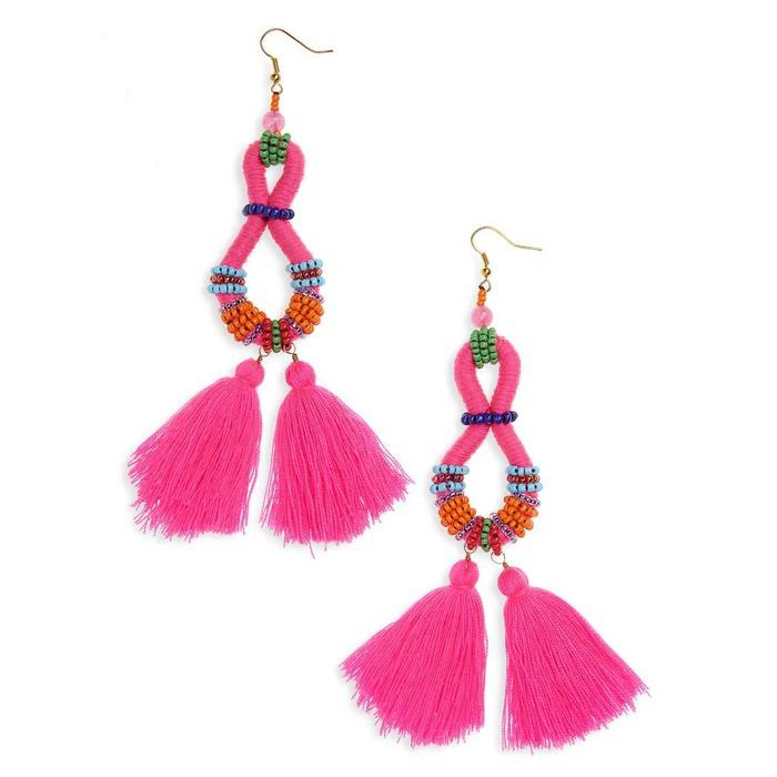 Panacea Beaded Tassel Drop Earrings