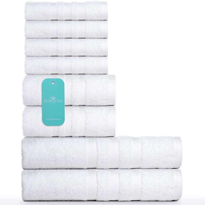 Turquaz Turkish Cotton Bath Towel Set 8 Piece