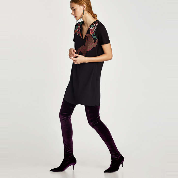 black zara shirt dress