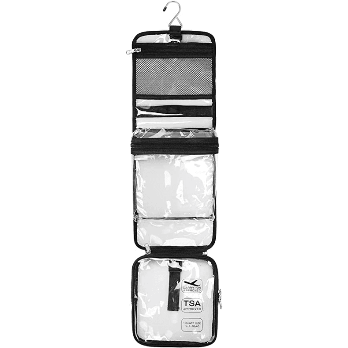 TSA Approved Toiletry Bag - 311 Clear Travel Cosmetic Bag with Handle -  Quart Size Zipper - Carry-on Luggage Bag for Liquids - Airport Compliant  Bag