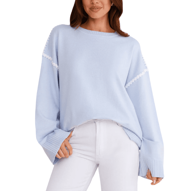 Hello Molly Warm Cottage Knit Sweater Blue