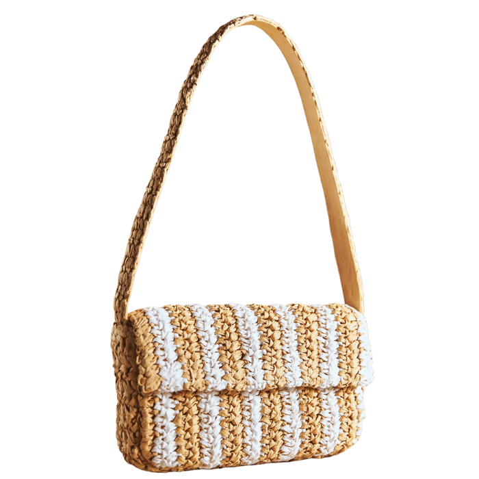 Clare V Pot De Miel Top Handle Straw Basket Bag In Cream W/ Peal Handle