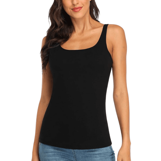 Pact womens Women s Cotton Camisole Tank Top With Built-in Shelf Bra, Cami  Shirt, Black, Small US 