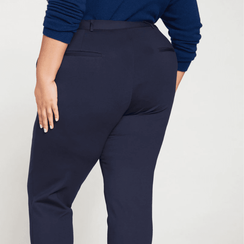 Plus Size Basic Pants, Women's Plus Solid High * Medium Stretch Workwear  Trousers With Pockets