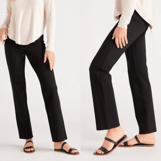 Quince Womens Ultra-Stretch Ponte Straight Leg Pant In Black
