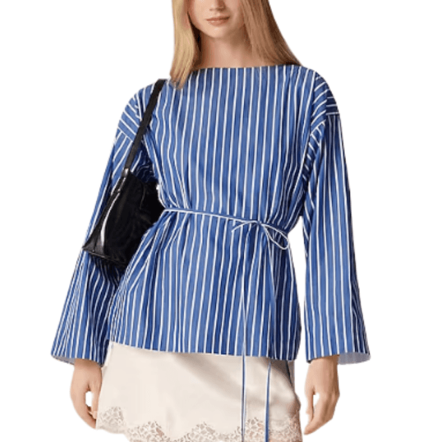 J.Crew Ciel Top in Striped Cotton Poplin