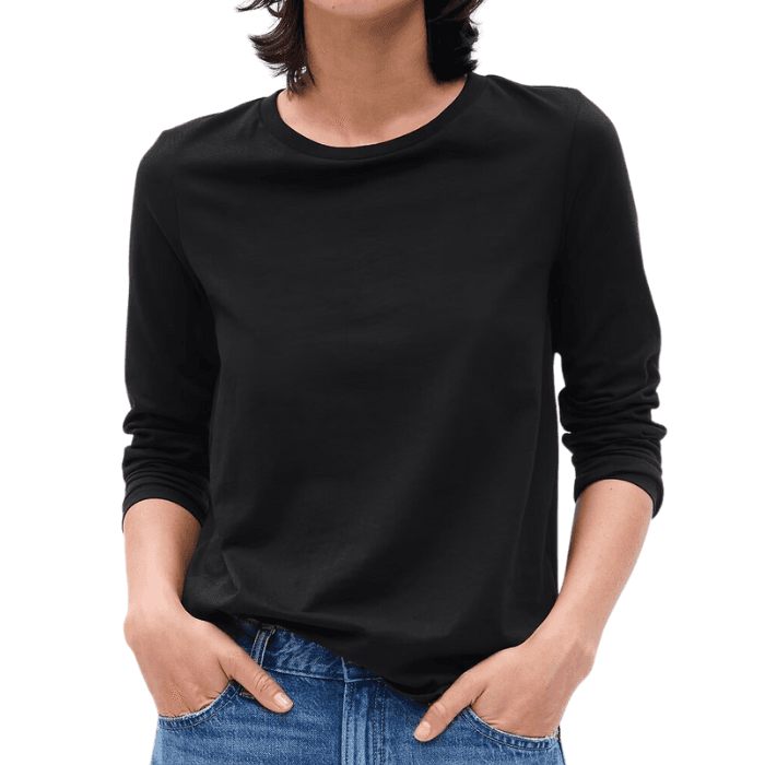 Women's Slim Fit Long Sleeve Ribbed Crewneck T-Shirt - A New Day