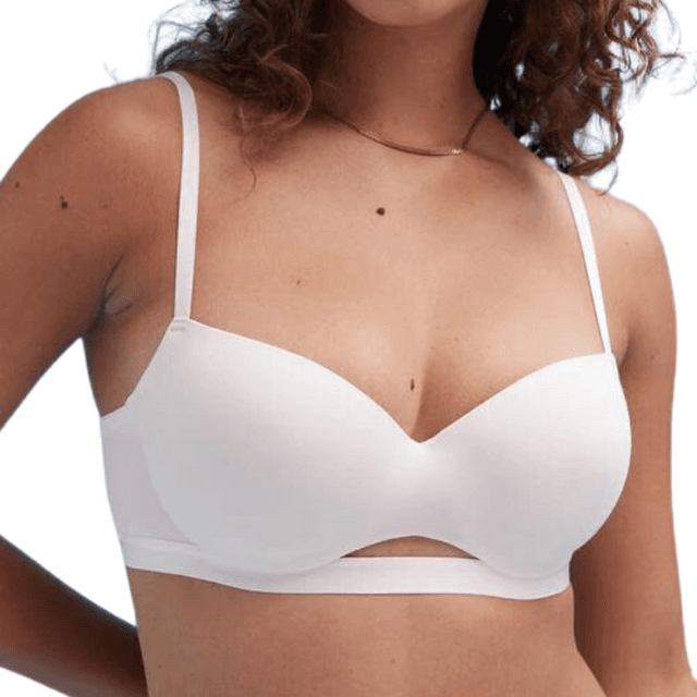 Boux Avenue Tatiana cotton plunge T-shirt push-up bra - Grey Marl