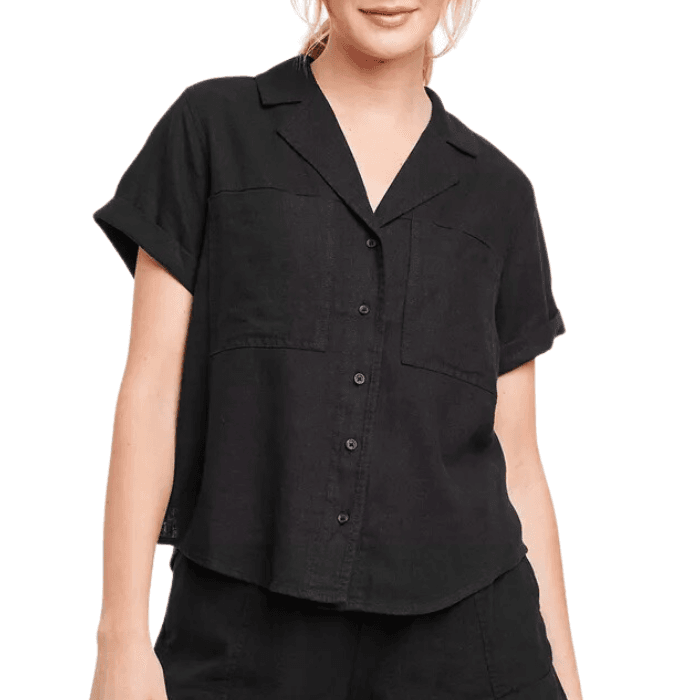 Women's 100% Cotton Summer Casual Shirt Button Up Short Sleeve Loose Blouse  Tops 