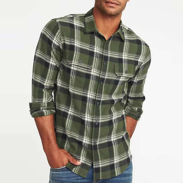 Old Navy Men's Classic Long Sleeve Plaid Flannel Shirt