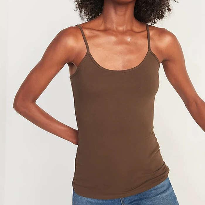 Womens Cotton Stretch Long Camisole Tank Top Cami Tunic Layering