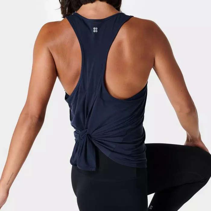 Womens Summer Workout Tops Open Back Yoga Tops Tie Back Workout Shirts  Loose Tie Back Muscle
