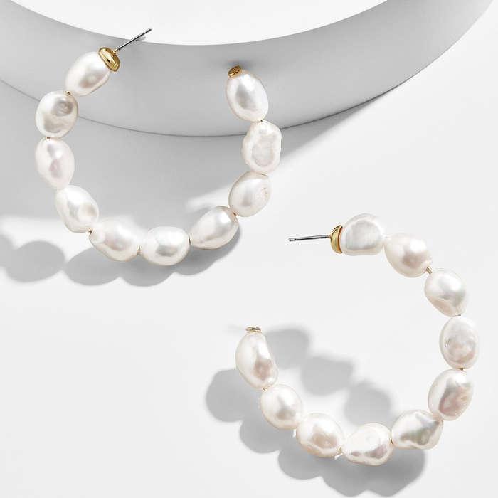 BaubleBar Dafina Pearl Hoop Earrings