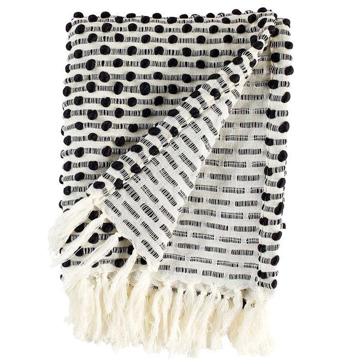 Rivet Bubble Textured Fringe Throw Blanket