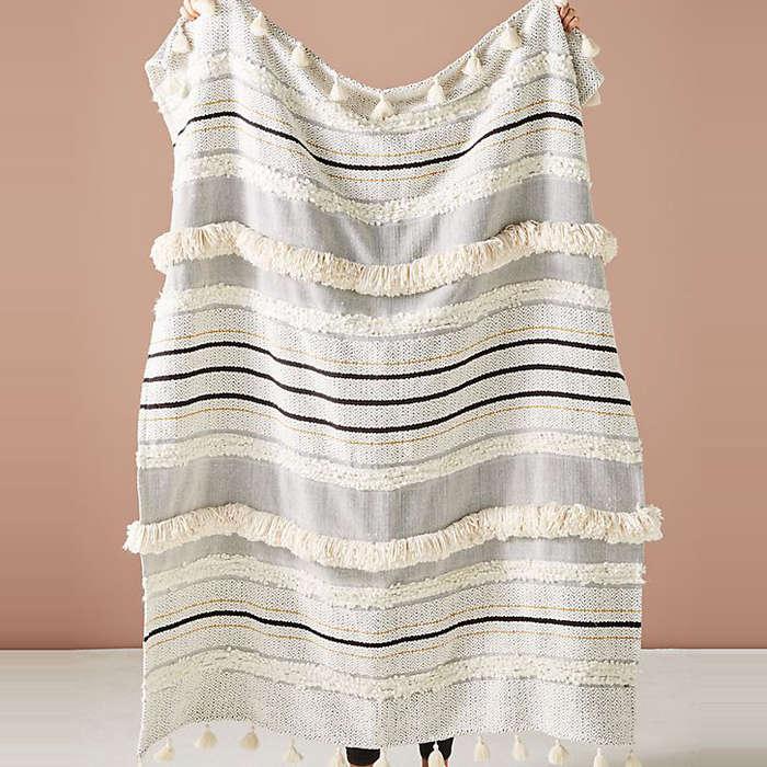 Anthropologie Edna Embellished Throw Blanket