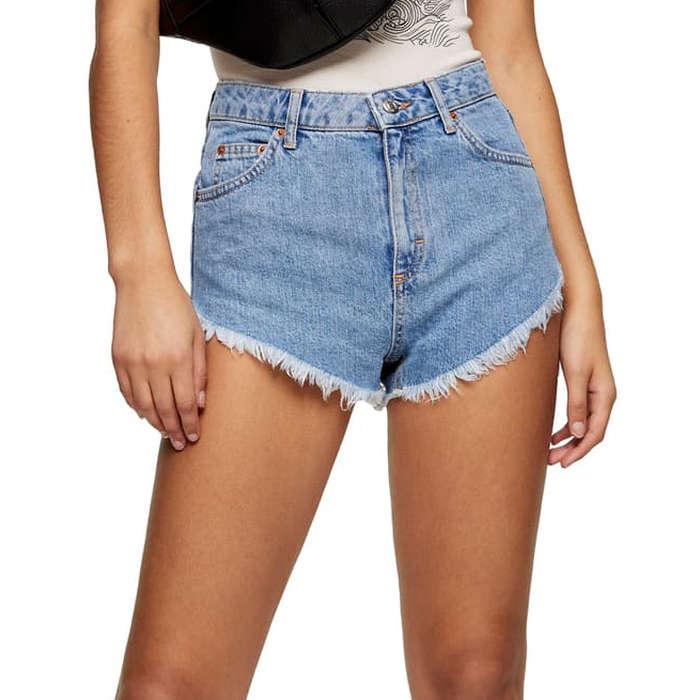 Topshop Kiri Frayed Denim Shorts