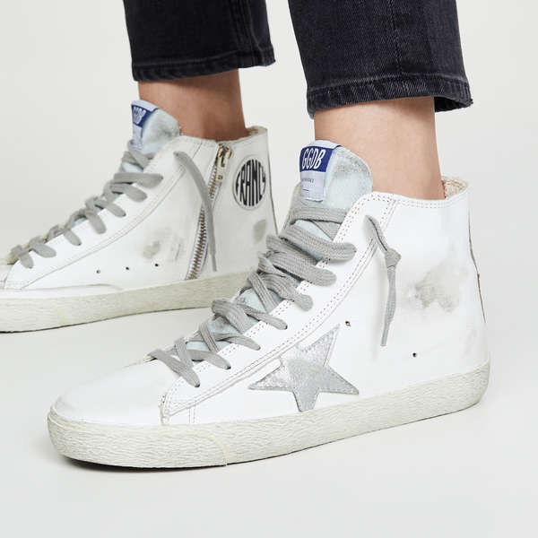 white high top casual shoes