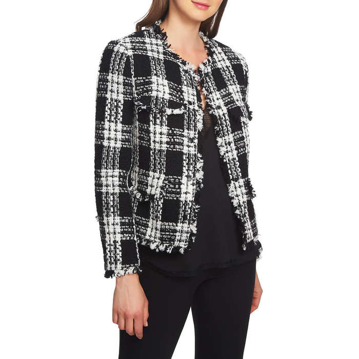 check tweed jacket womens