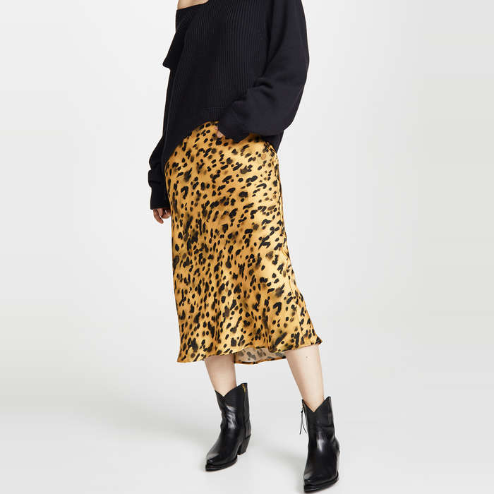 leopard skirt silk midi