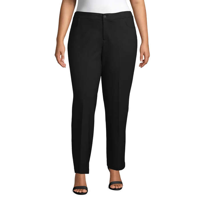 plus size black skinny dress pants