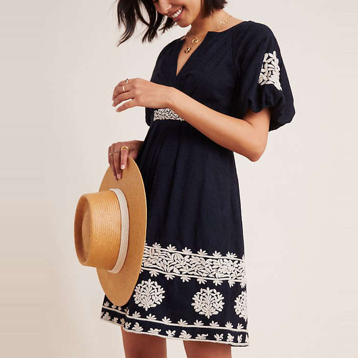 anthropologie black embroidered dress