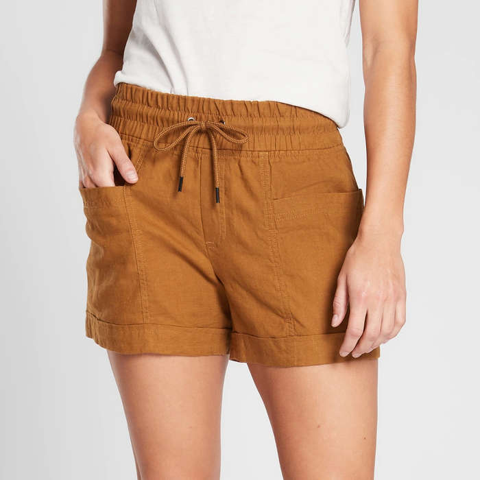 plus linen shorts