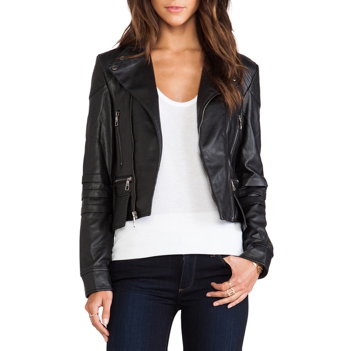 Blank Denim Vegan Leather & Ponte Jacket | Rank & Style