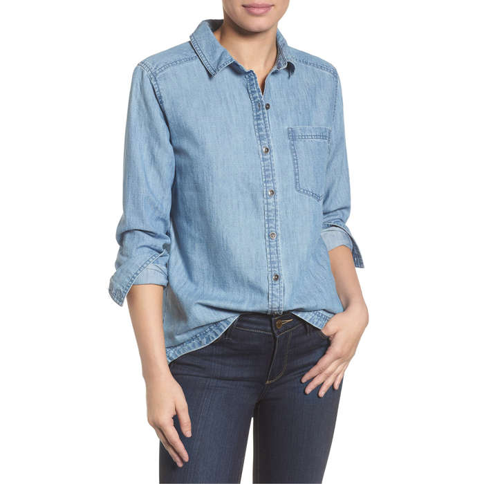 chambray shirt with jeans