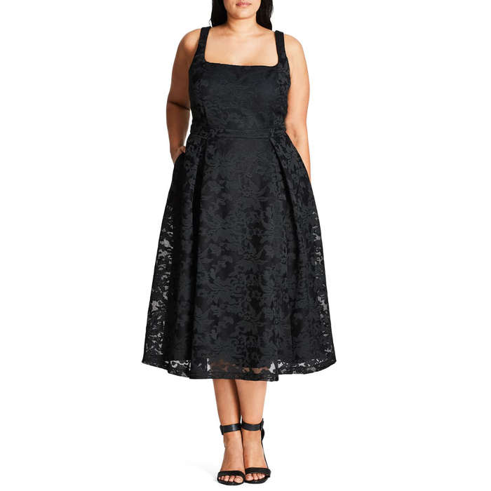 black dress for wedding guest plus size