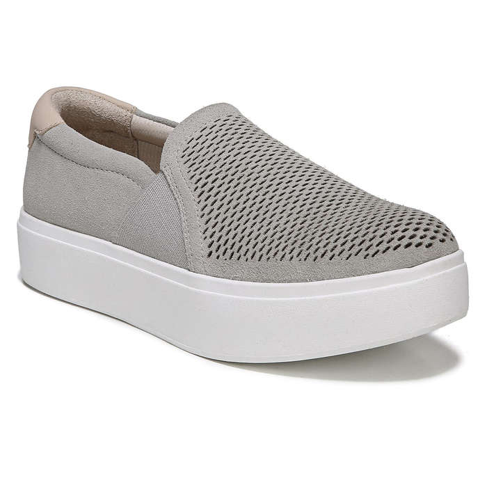 gray perforated slip on sneakers