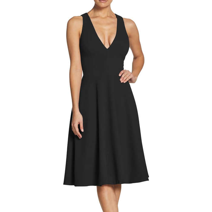 most flattering black dress