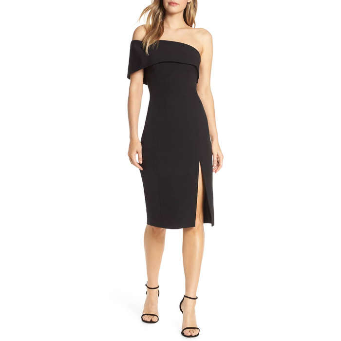 eliza j off the shoulder scuba crepe cocktail dress