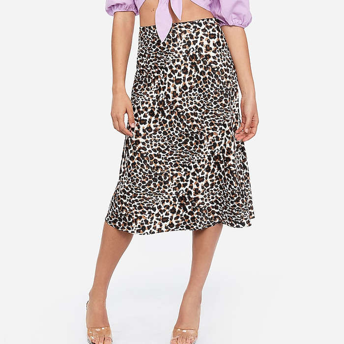 aqua midi slip skirt leopard