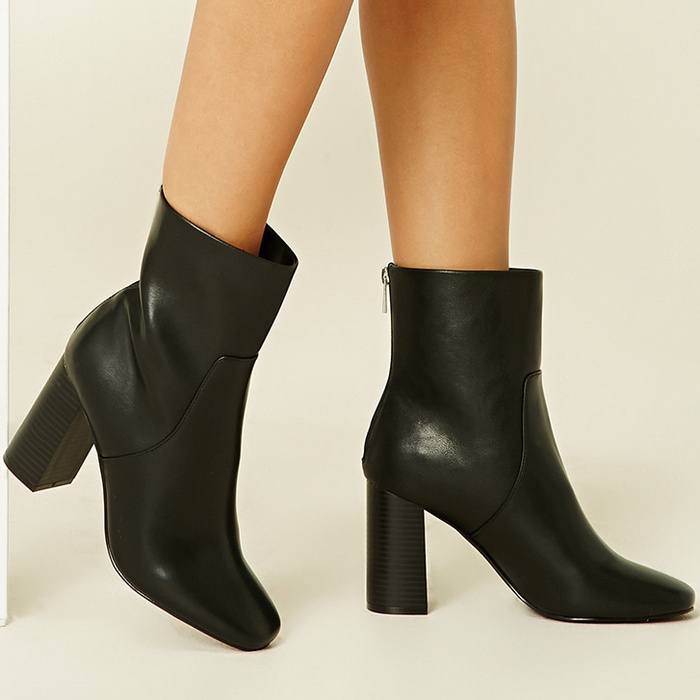 faux leather ankle booties