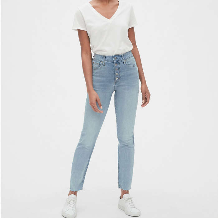 women's low rise button fly jeans