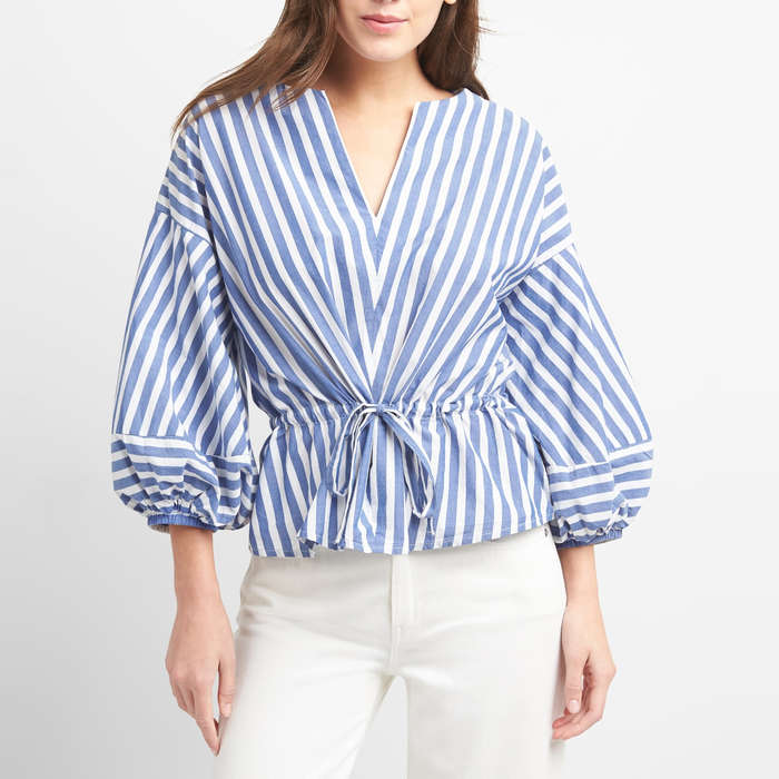 blue striped blouse