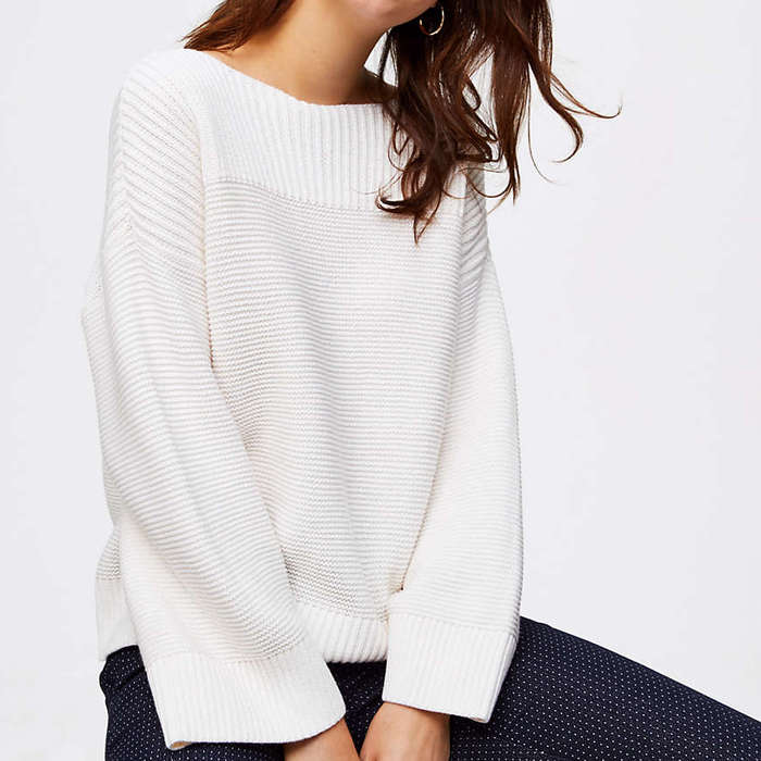 ribbed boat neck sweater