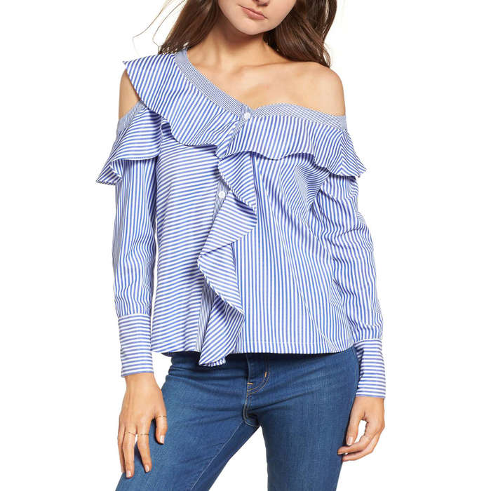 one arm ruffle top