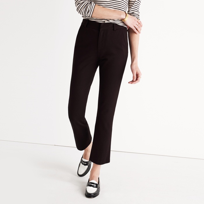 black cropped flare pants