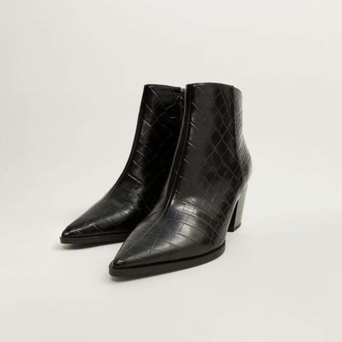 mango croc effect ankle boots