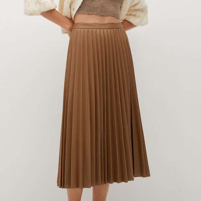 pleated midi skirt mango