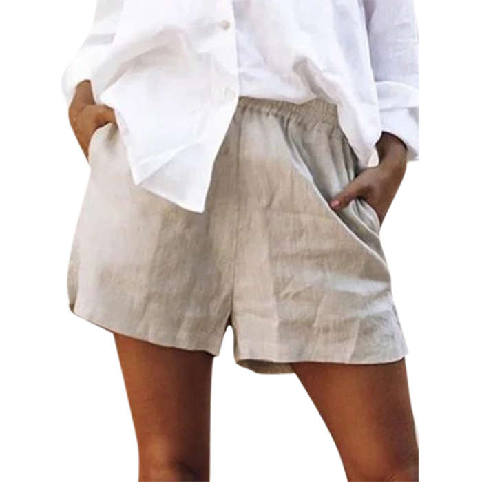 plus linen shorts