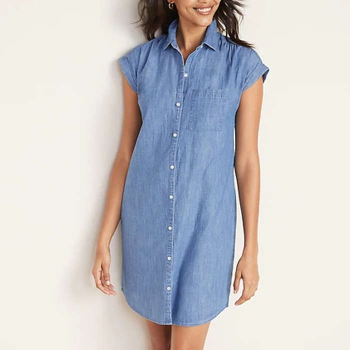 casual shirt dress with pockets