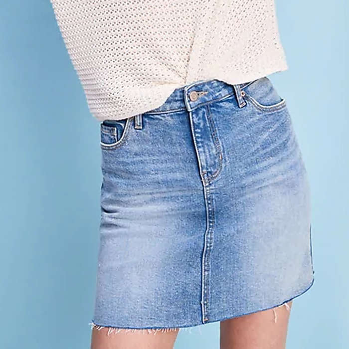 navy blue jean skirt