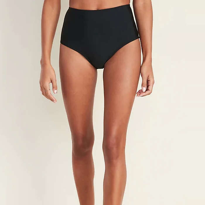 high waisted navy swim bottoms